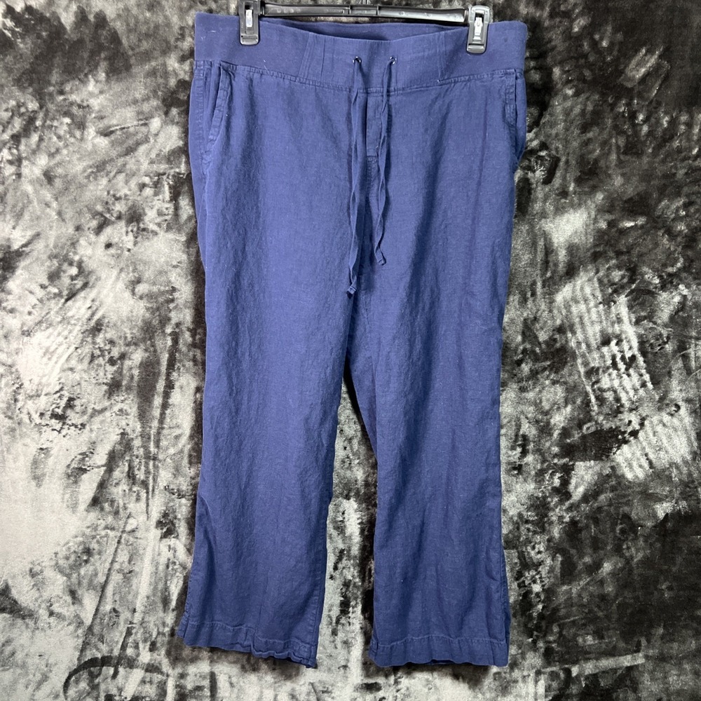 SOHO Pull-on Drawstring Pants Sz XL Navy Blue Linen-Cotton Pockets